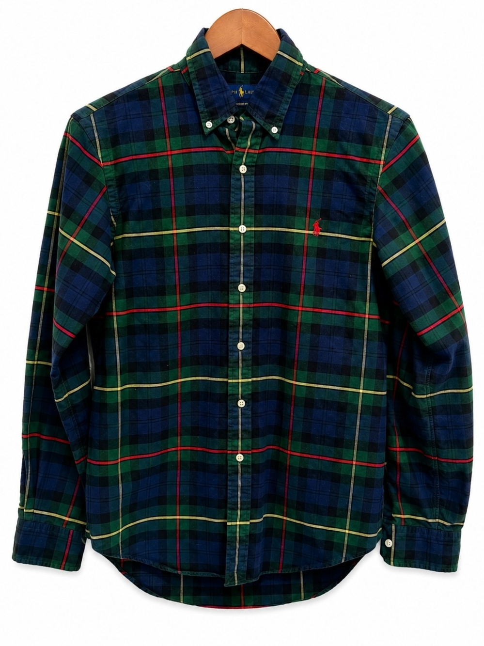 Polo Ralph Lauren Classic Fit Plaid Button Down Shirt Mens S Green Blue Cotton